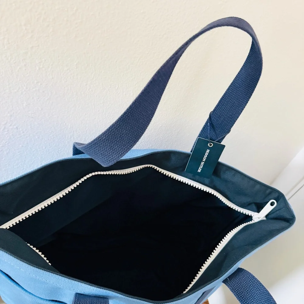 NWT Pebble Beach x Hudson Sutler Two Tone Blue Zip Top Tote Bag